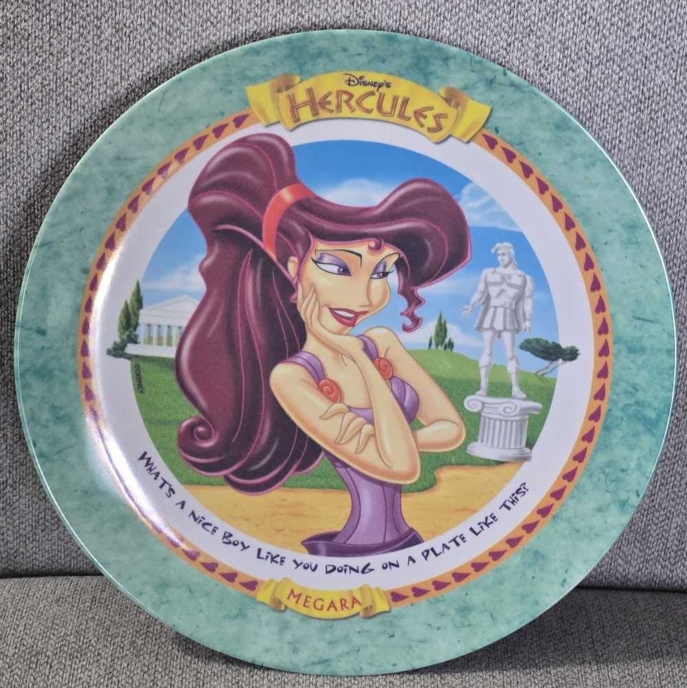 EUC Disney Hercules Megara Collectible Plate - Teal & Purple